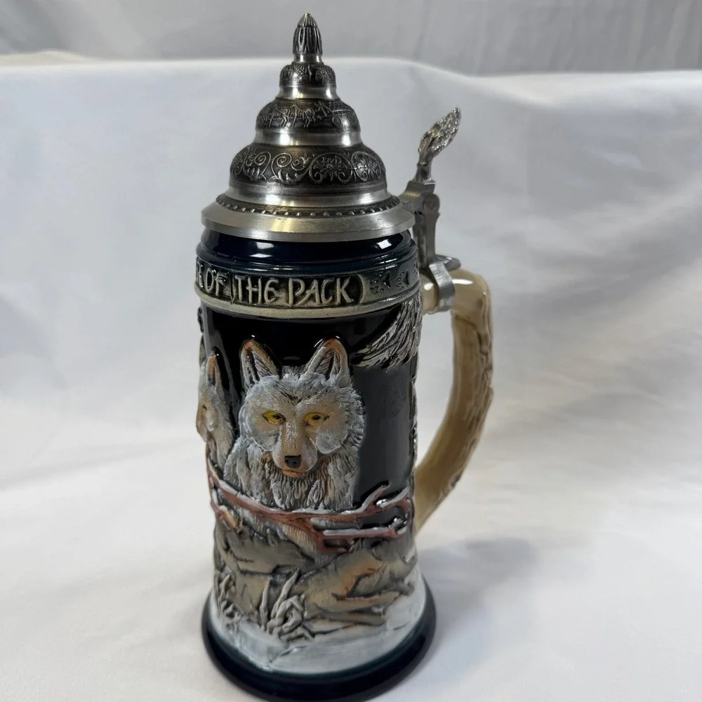Disney Jody Bergsma Wolf Beer Stein Limited Edition Blue Pewter Lid Germany OS